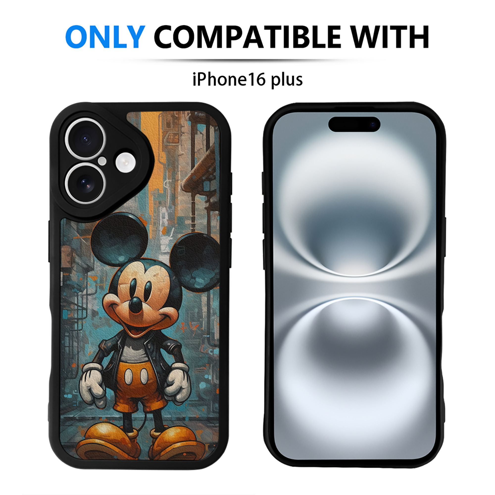 （画像用） ミッキーマウス Mickey Mouse 【iPhone 16シリーズ対応】シリコンスマホケース（レザー調） 材質：シリコン